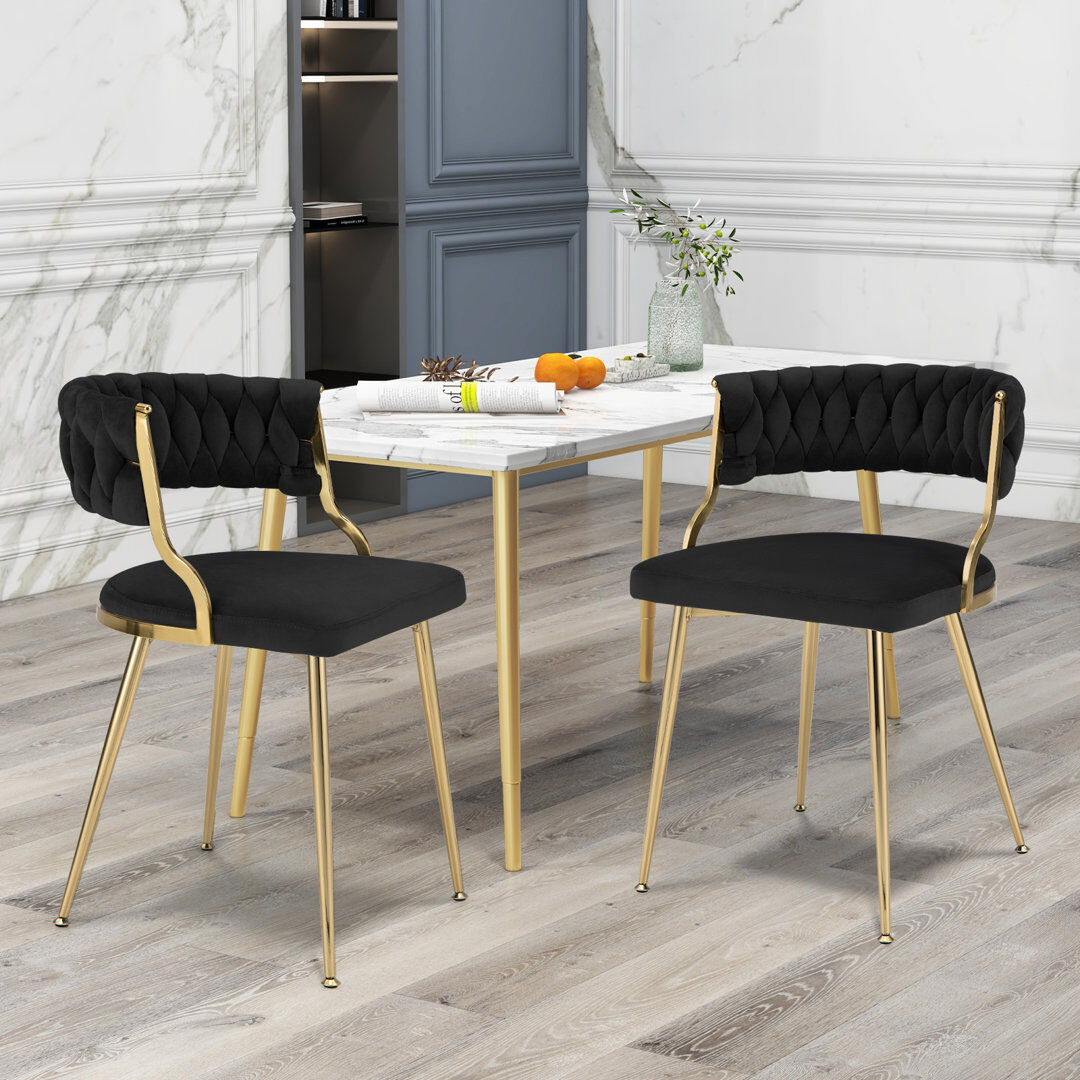George Oliver 49 cm H Velvet Accent in Black Gold 74cm H X 50cm W X 49cm D