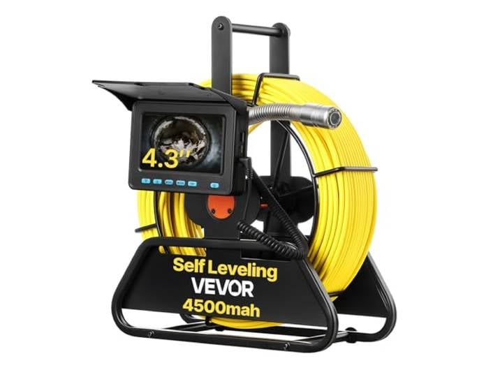 VEVOR Caméra Inspection Canalisation 30 m Caméra Endoscopique Autonivelante Écran HD 11 cm Endoscope Canalisation pour Conduits Égouts Plomberie\, Étanche IP68 12 LED Batterie 4500 mAh Carte SD 16 Go