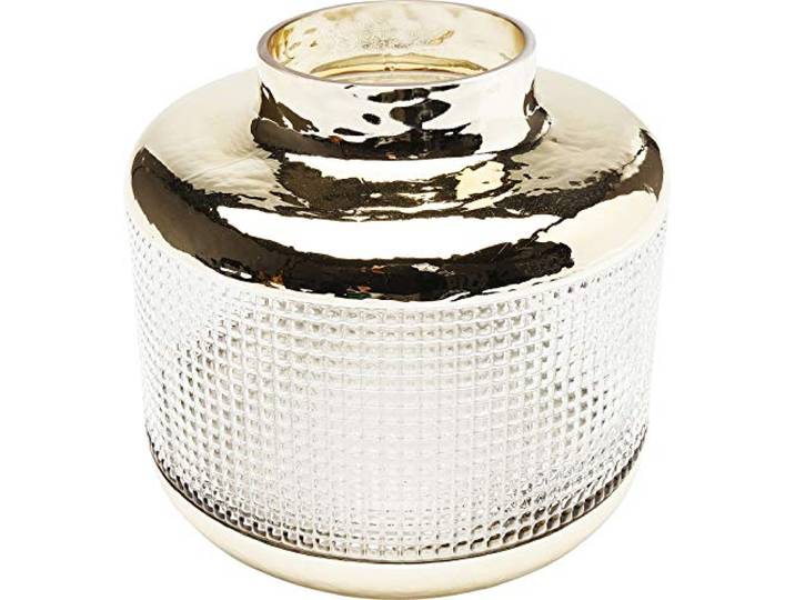 Kare Design LA Noble Vase, Gold, Klein, Rund Geformt, Blumenvase für Wohnzimmer und Esszimmer, Glas, 19x19.5x19.5cm (H/B/T)