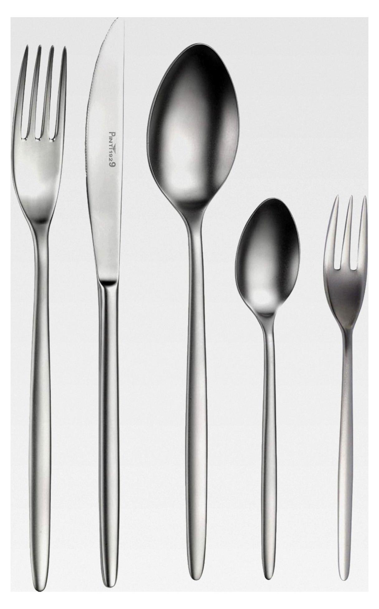 Pintinox "Olivia Mystique" 30-teiliges Besteckset für 6 Personen aus satiniertem Edelstahl - moderne längliche, runde Form