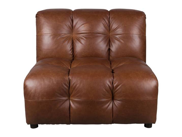 Modulares Sofa-Element Hackman ohne Armlehne aus Leder, Schokobraun