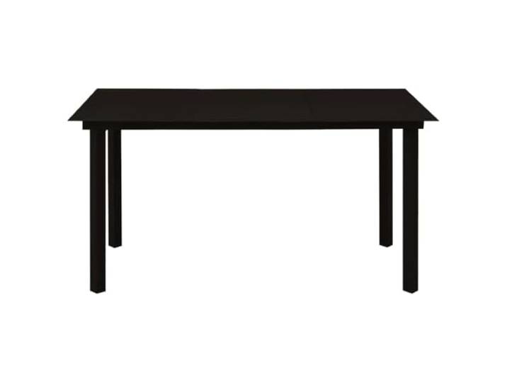 POUFGDR Esstisch für den Außenbereich, 150 x 80 cm, Schwarz Struktur aus pulverbeschichtetem Stahl, Tischplatte aus Glas, stabil und langlebig, für Garten und Terrasse