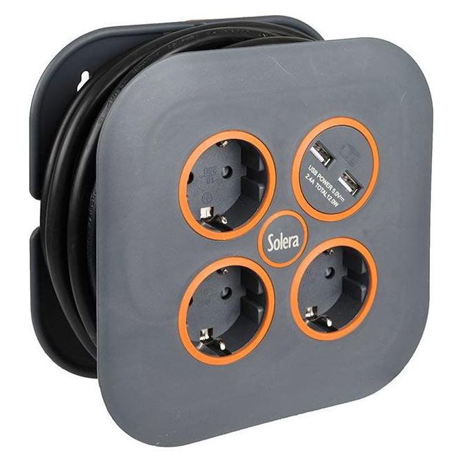 Solera Schuko 3 Steckerleiste 7321usb Grau (5 m) (5 m, 1.50 mm²) (45302742)