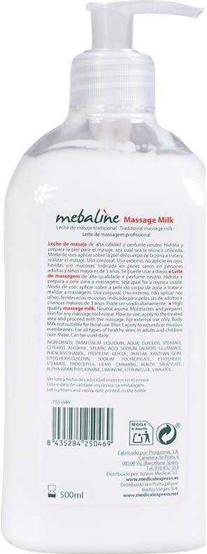 Mebaline Leche de Masaje Neutra 500 ml