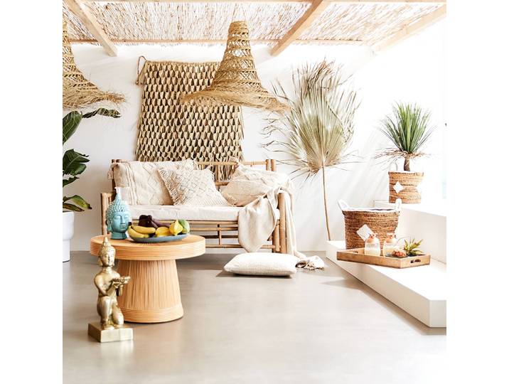 Kissen Beige/Beige 50 x 50cm Baumwollstoff