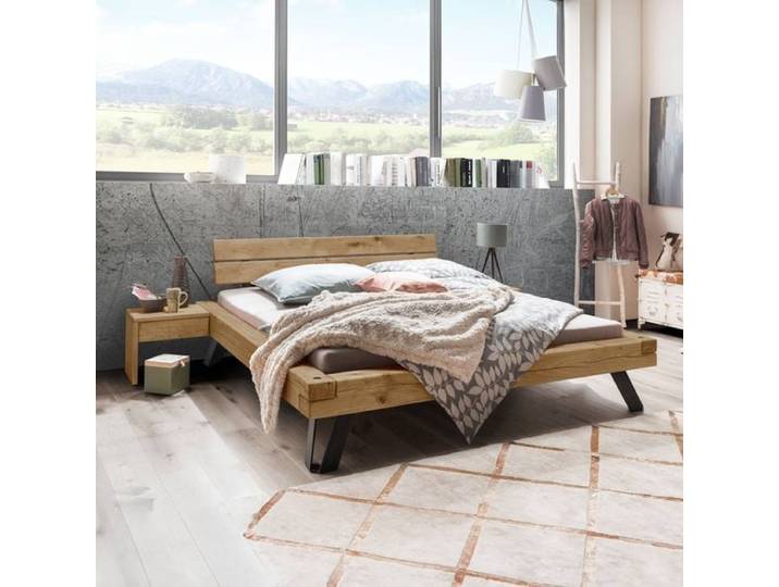 Balkenbett Janita Komfort Wildeiche Massivholz