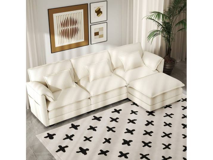 Real Relax Ecksofa L-Form Cloud Couch, modulares Ecksofa mit Ottoman & Tiefsitz, 1 Teile