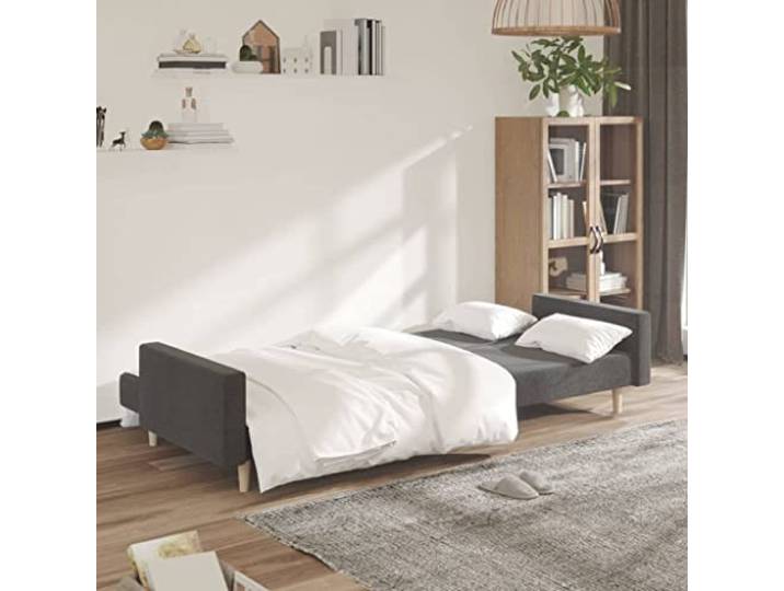 KTHLBRH Schlafsofa für 2 Personen, dunkelgrau, aus Stoff Gestell aus Holz, umwandelbar, Schaumstoff, 110 kg, für Wohnzimmer