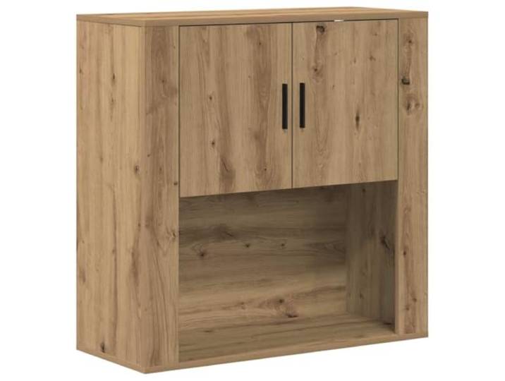 GKHPYURE Wandschrank Eiche Handwerk 80 x 33 x 80 cm Holz 2 Einlegeböden innen, Scharniertüren, Stangengriffe, modernes Design, Verwendung im Innenbereich