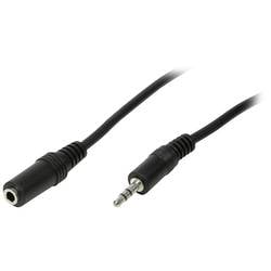 LogiLink CA1056 Klinke Audio Anschlusskabel [1x - 1x ] 10.00 m Schwarz (matt) mit Verlängerungskabel
