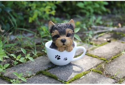 Hi-Line Gift Ltd. Teacup Yorkshire Terrier Puppy Statue