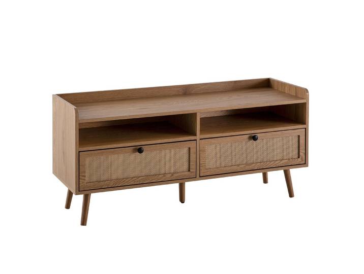 furnicato Lowboard TV-Unterschrank Geflecht 120x56x39 cm Braun (1 St), Geflochtene Fernsehkommode mit Stauraum und Anti-Rutsch-Noppen