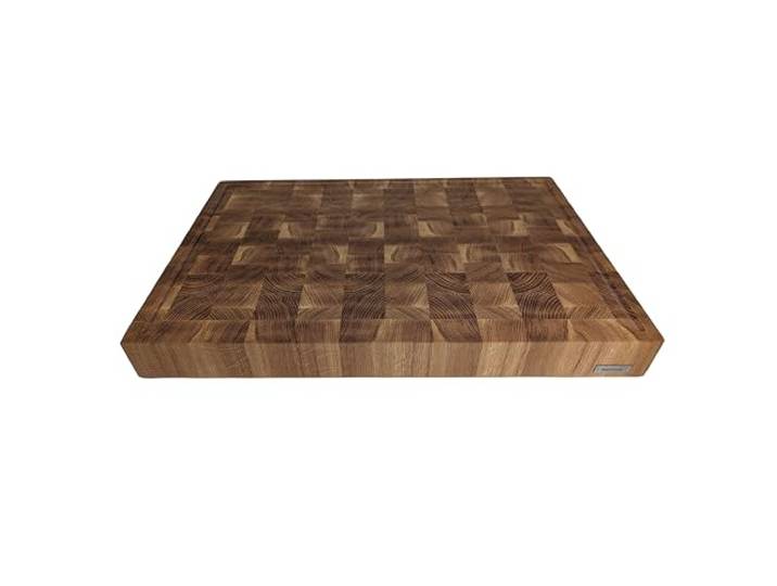Hackblock Premium Stirnholz XXXL EXTRA Groß Brett Eiche 60x40x6 cm – Tranchierbrett aus Eichenholz, mit Saftrillen, Rutschfeste Füße, Langlebiges Küchenbrett, Stirnholzbrett, Holzbrett