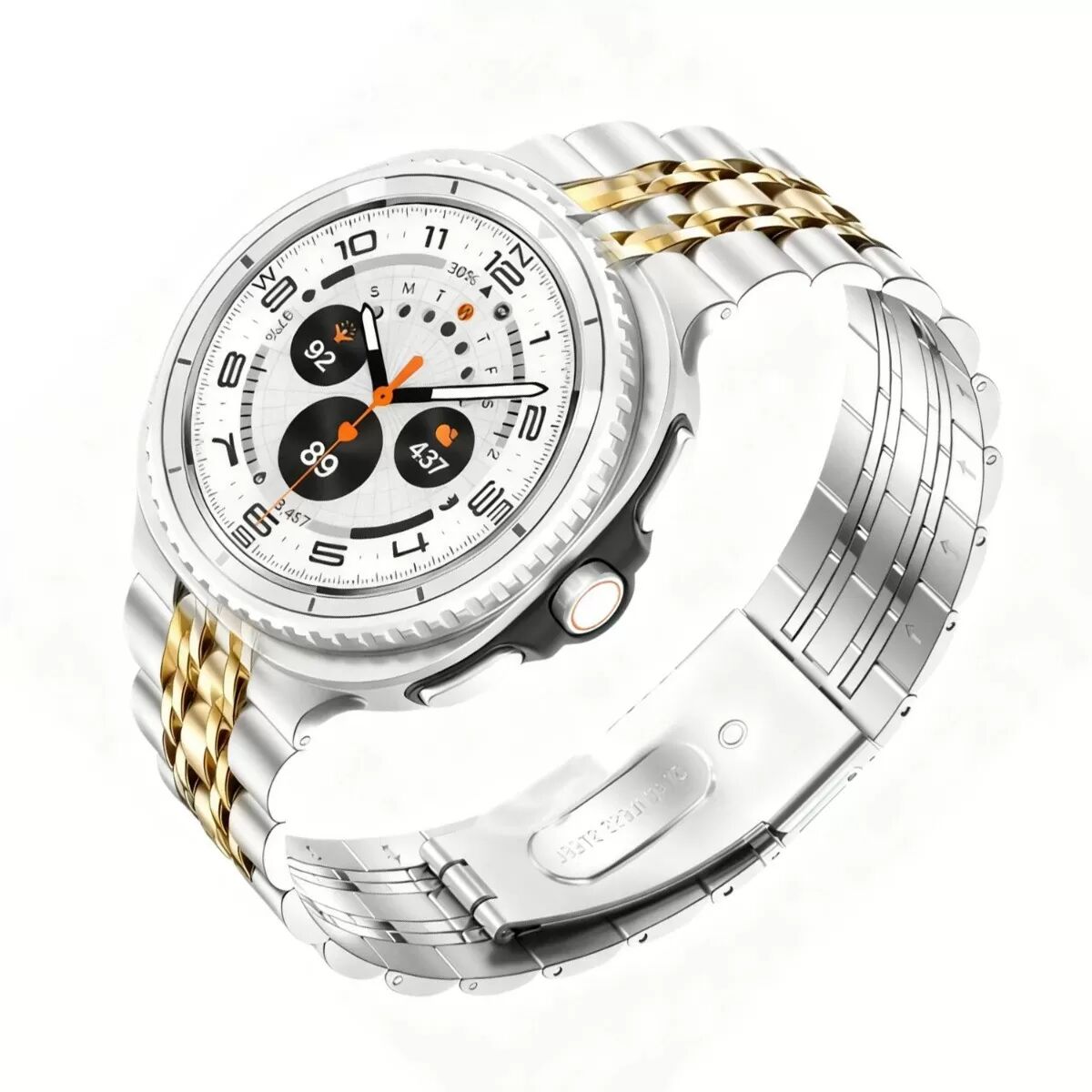 INF Metall-Edelstahl-Uhrenarmband kompatibel mit Samsung Galaxy Watch 8/8 Classic - Sieben-Perlen-Design Silber+Gold