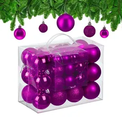 Relaxdays Weihnachtskugeln im 50er Set Pink,Silber