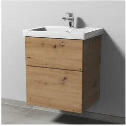 Sanipa 3way Waschtischunterbau zu V&B Subway mit 2 Auszügen, Eiche-Natural-Touch, SM85285 SM85285