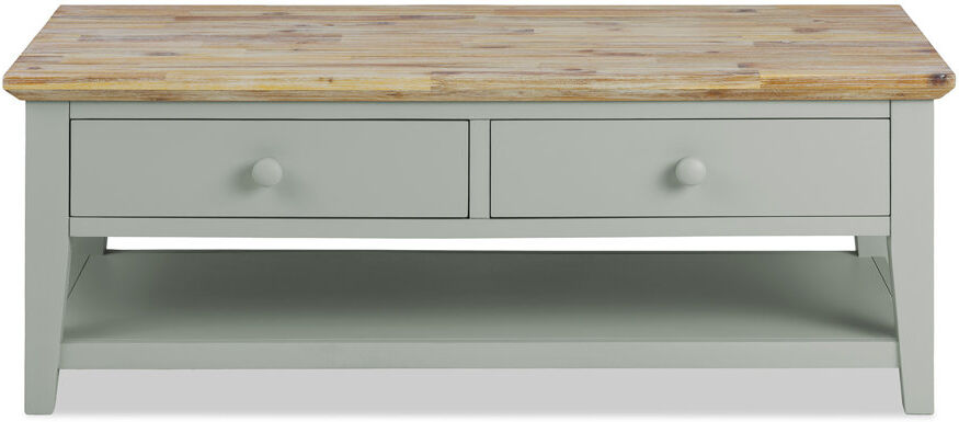 Fernleaf Doria Floor Shelf Coffee Table with Storage Sage Green 45cm H X 120cm W X 60cm D