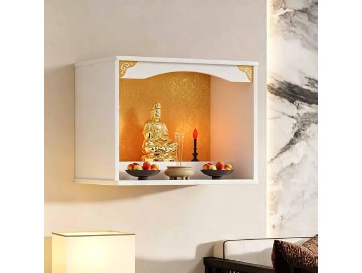 Wandaltar Schrein Offering Tisch, Buddha Altar Tisch Mit Türen,Chinesischer Meditationstisch, Buddhistisches Regal Für Figuren，for Buddha-Statuen, Kerzendosen, Räuchergefäße, Opfergaben