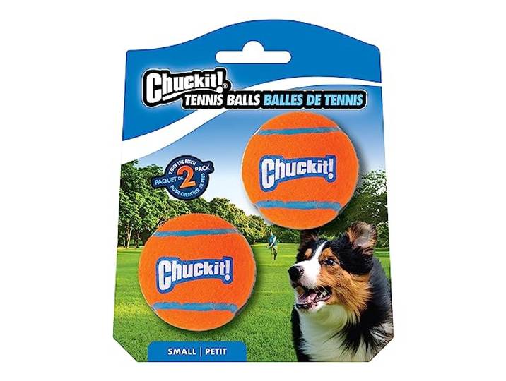 Chuckit! Tennisbal hondenspeelgoed, duurzaam ophalen hond bal launcher compatibel, pak van 2, klein (4,8 cm), verpakking kan variëren
