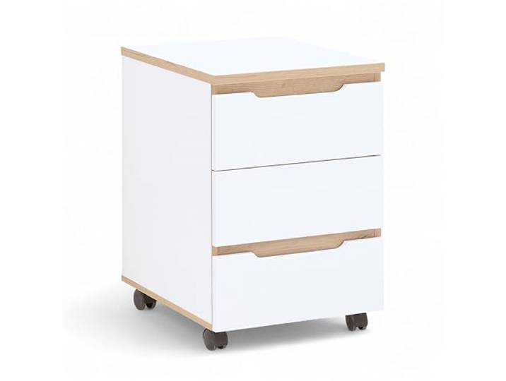 Memphis Rollcontainer Schreibtisch Weiß Artisan Eiche 45 x 66 x 55 cm