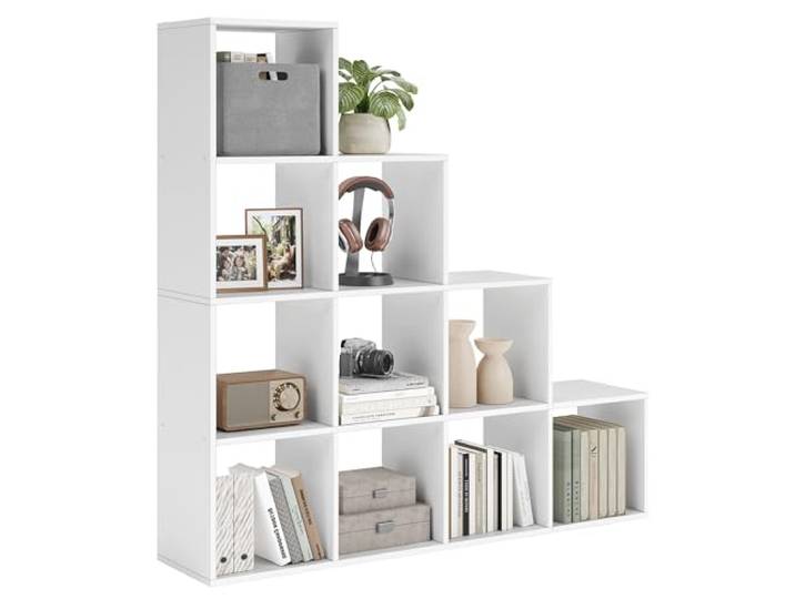 VASAGLE Treppenregal, Bücherregal, mit 10 Würfeln, freistehend