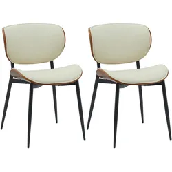 CLP 2er Set Esszimmerstuhl Enid Kunstleder - Farbe: walnuss/creme, Material: Kunstleder