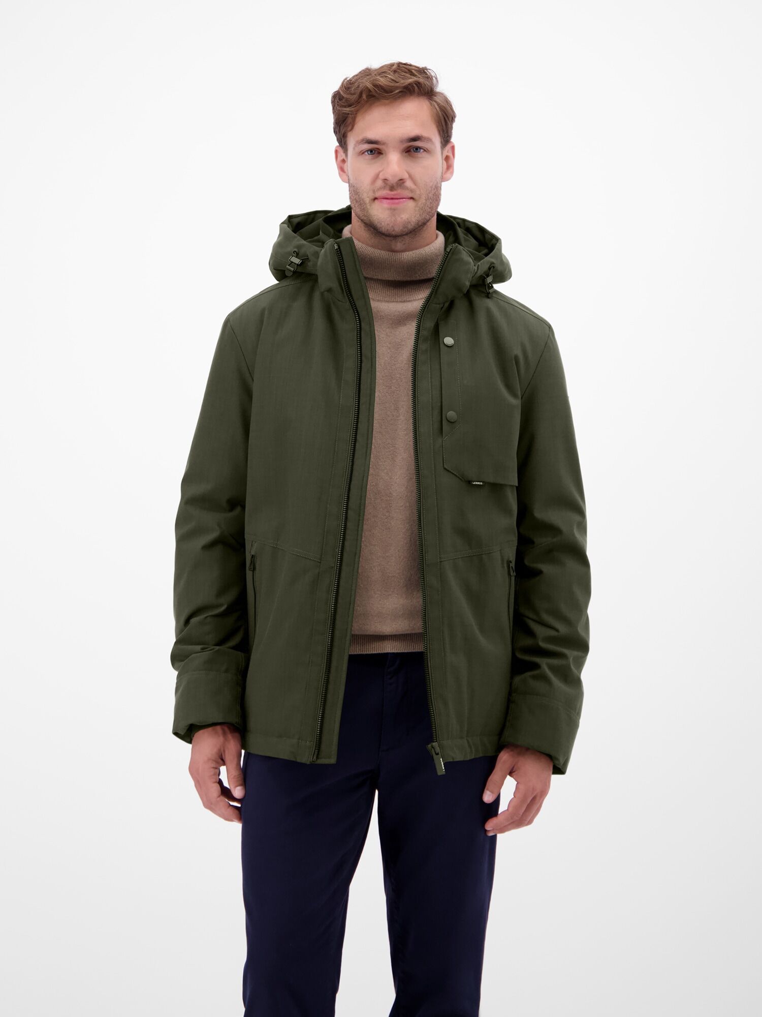 Outdoorjacke LERROS "Herren Blouson in Stukturoptik", Herren, Gr. S, grün (original olive), 100% Polyester, Jacken Outdoorjacke original olive S