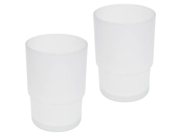 bremermann Glasbecher Piazza & Lucente 2er Set, satiniertes Glas, Weiß, 6.5x9.5x6.5 cm, Badaccessoires, Zahnputzbecher
