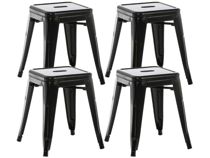 TPFLiving Sitzhocker Metallhocker (Sitzhocker- stabiles Vierfußgestell), robuster Hocker mit bequemer Sitzfläche: schwarz
