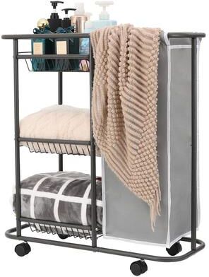 No Rolling Laundry Cart with Wheels - 27.7 × 10.6 × 29.5 inches