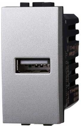 Ettroit Presa Caricatore Usb Type-A Compatibile Bticino Livinglight 5vdc 2.1a Colore Tech