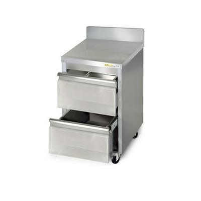 Edelstahlmöbel mit 2 Schubladen 500 x 600 mm auf Rollen / GOLDINOX