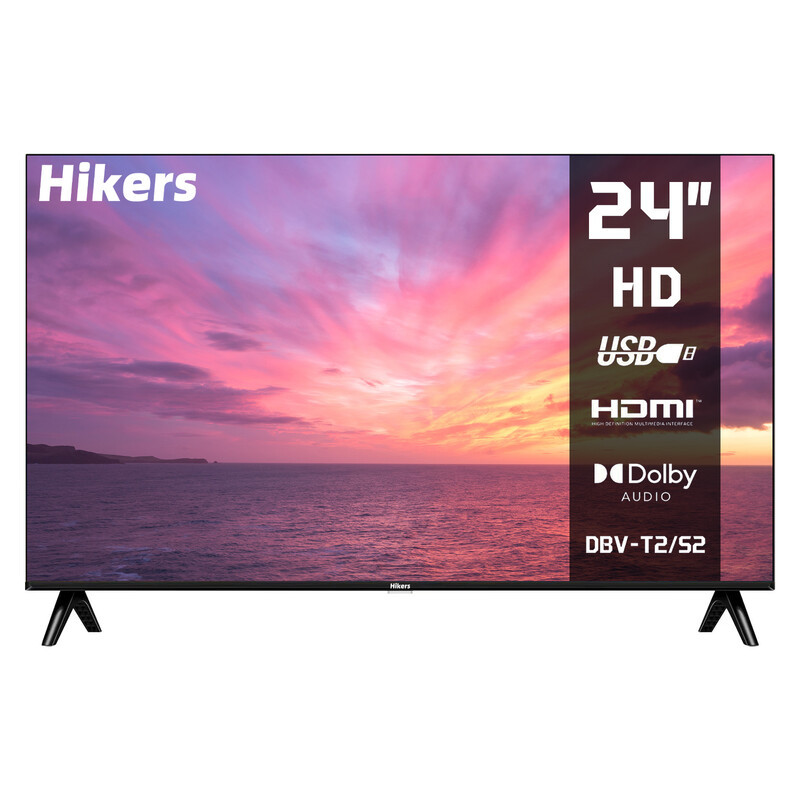 Hikers TV LED HD 24 inch (60 cm) - Zwart - Niet Smart - HDMI - USB - DVB-S2/T2/C - Dolby Audio - HDR