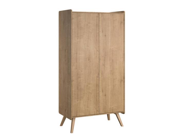 Petits-meubles Schrank 2 Türen Holz, Braun, 100x200x58 cm, Schlafzimmer, Kleiderschränke