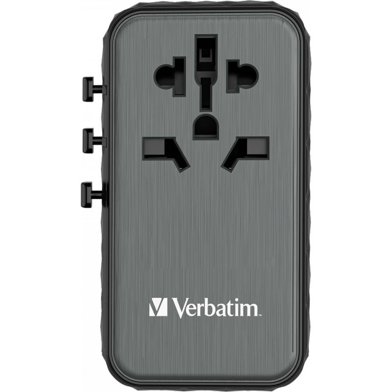 VERBATIM Ladeadapter, Universal Travel, UTA-06, GaN III, 100W 2x USB-A QC, 2x USB-C PD, 100-250V, Retail