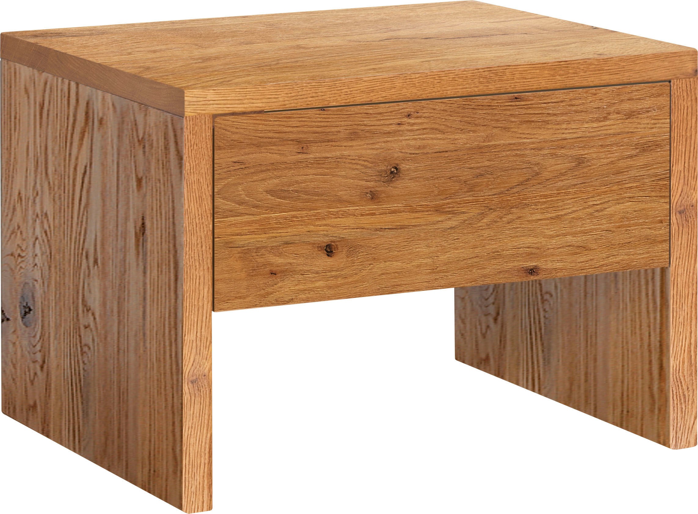 Nachttisch HASENA "Salva", braun (wildeiche natur, geölt), B:48cm H:35cm T:40cm, Wildeiche massiv, Tische, Nachttisch wildeiche natur, geölt B/H/T: 48cm x 35cm x 40cm