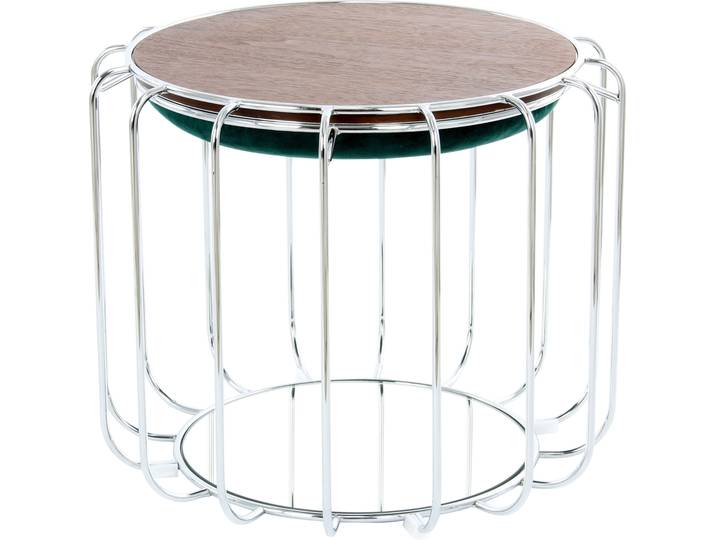 Beistelltisch KAYOOM Pouf Comfortable 110, abnehmbares und wendbares Oberteil , grün (dunkelgrün, silber, silber), B:50cm H:45cm T:50cm, Eisen, MDF, Samtbezug, Schaumstoff, Spiegel, Tische, Beistelltisch, praktisch umzuwandeln in Tisch oder Hocker, mit Spiegelglas