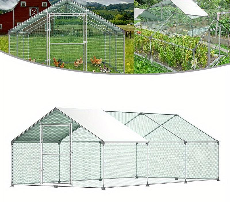 Selius Kippenhok buitenren van gegalvaniseerd staal met afsluitbare deur en dak, 3x6m