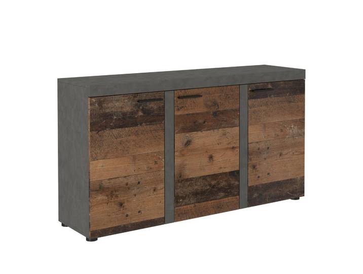 Masseno Sideboard Ritmo 149/82/40 cm mit 3 Türen Hellgrau, 149x82x40 cm, Kleinmöbel, Kommoden, Sideboards