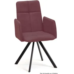 ARMLEHNSTUHL (4er-Set) Dawna 52x92x60 Schwarz/Marsala