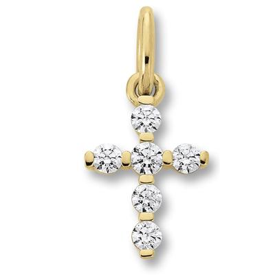 Kettenanhänger ONE ELEMENT "Zirkonia Kreuz Anhänger aus 333 Gelbgold", gold, Schmuckanhänger, Damen, Gelbgold 333 Gold, Gelbgold 333, Gold, Kettenanhänger, Feine Gestaltung – ein Sinnbild mit ruhiger Eleganz