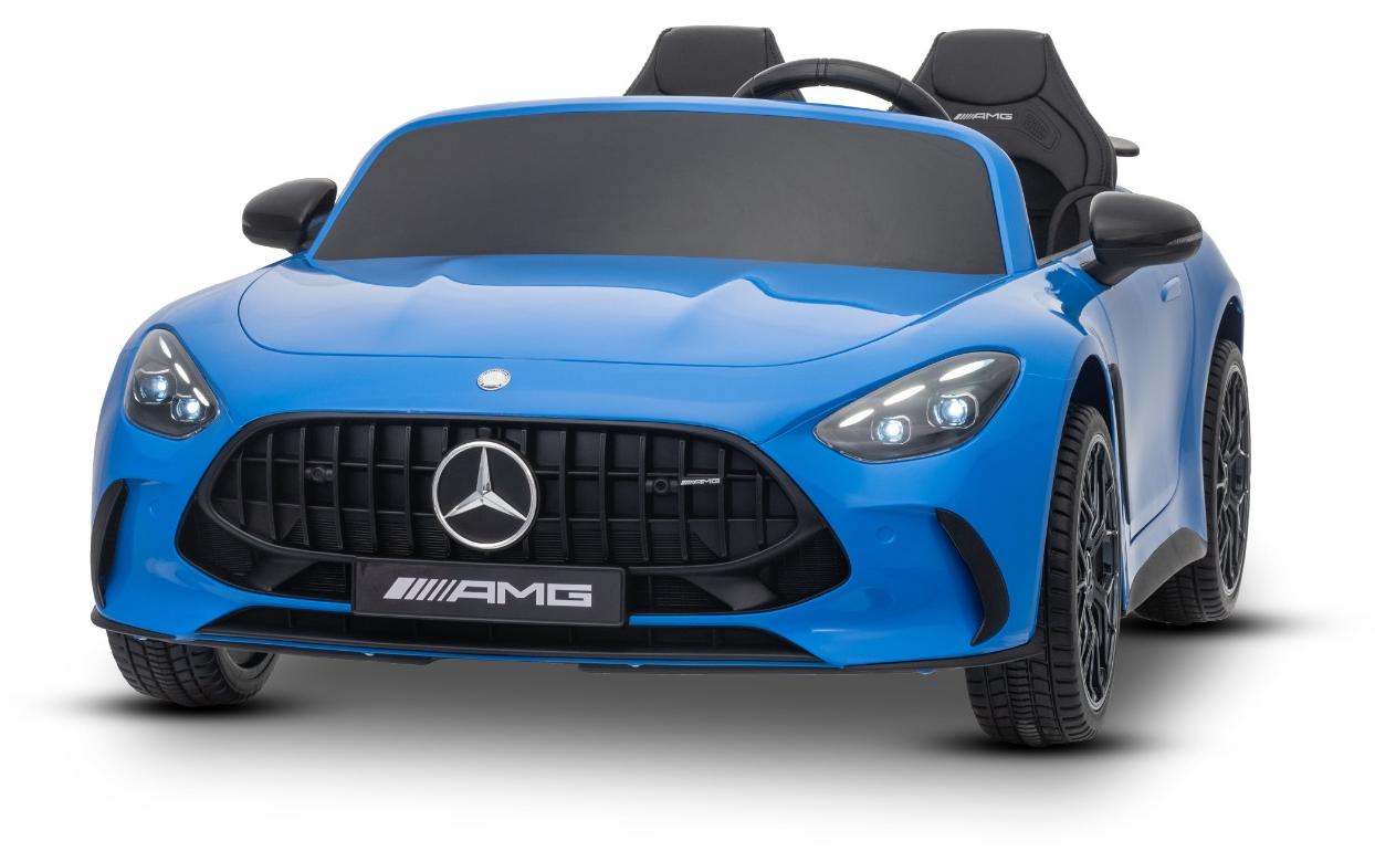 Elektrisches Kinderauto Mercedes GT63 AMG 24V mit 4x4-Antrieb, blau, Zweisitzer, verstellbarer Fahrersitz, weiche EVA-Räder, 2,4-GHz-Fernbedienung, USB/Bluetooth, 200W-Motoren, Federung, Lithium-Akku, LED-Lichter, ORIGINAL-Lizenz