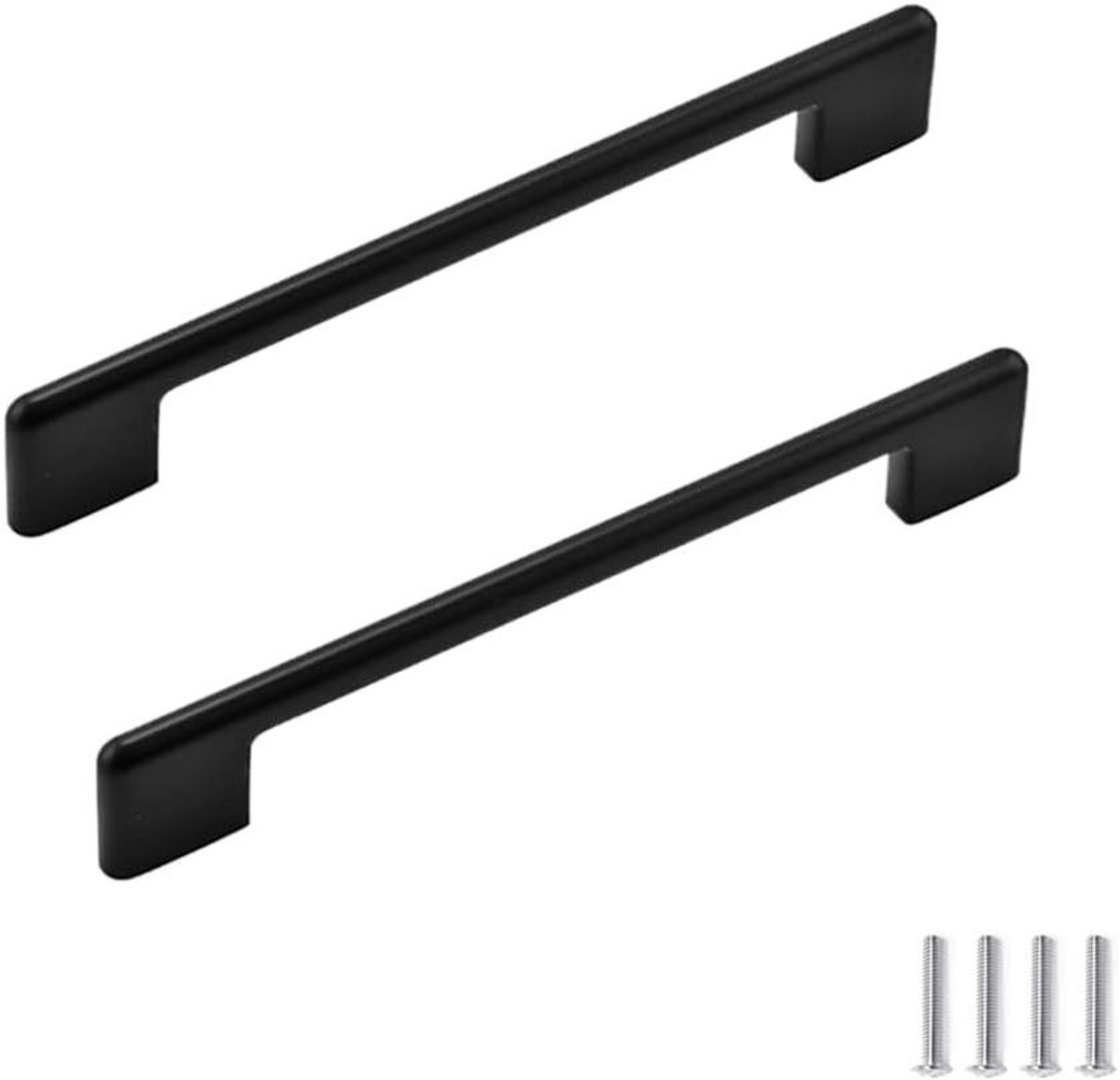 Set van zwarte kastgrepen met gladde hoeken, 160 mm center-to-center