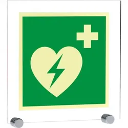 PERMALIGHT power langnachleuchtend Autom.ext.Defibrillator, ASR, Klemmbefestigung, Acryl, 250x250mm