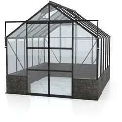 Vitavia Gewächshaus Cassandra 8300 inkl. Sockelmauer - 8,3 m2 Sockel Basalt, schwarz