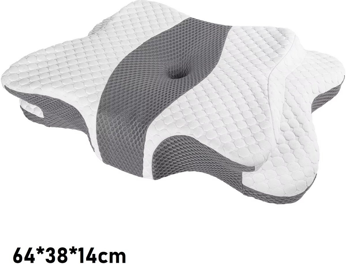 JOYNEXTBUY Ergonomisch Nekkussen van Memory Foam – Vlindervormig Orthopedisch Cervicaal Hoofdkussen voor Zij- en Rugslapers