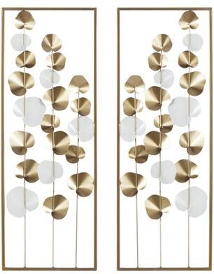 Set Of 2 Gold Metal Floral Wall Decor by Quinn Living in Gold