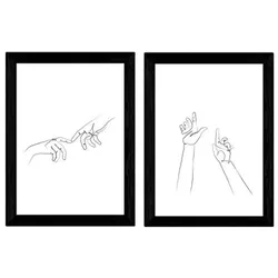POSTER Set Mit 2 Single-Line Hands Mann & Frau A4 Rahmenlos