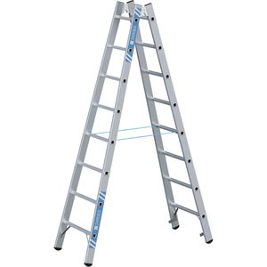 Zarges Stehleiter Coni B, 40312, beidseitig begehbar, aus Aluminium, bis 150kg, mit 2 x 8 Sprossen