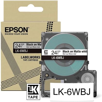 Epson LK-6WBJ cinta mate negro sobre blanco 24mm